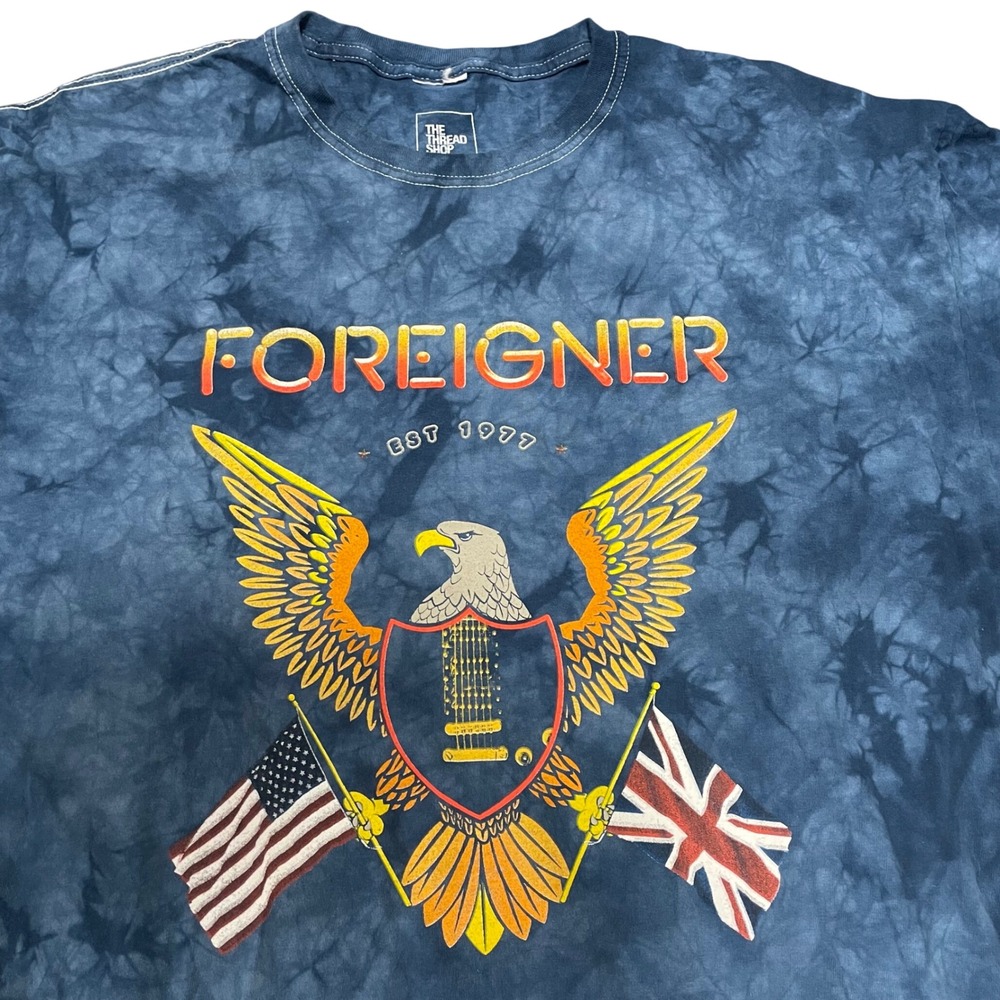 Foreigner T- Shirt The Thread Shop Eagle Flags BlueTie Dye Graphic XL‎